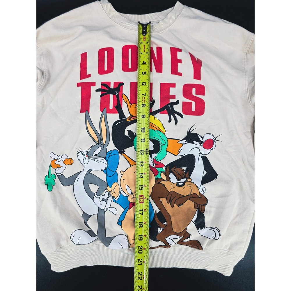 Looney Tunes‎ Crewneck Sweatshirt Bugs Bunny Taz Daffy Bird Cartoon M Medium - Picture 8 of 15